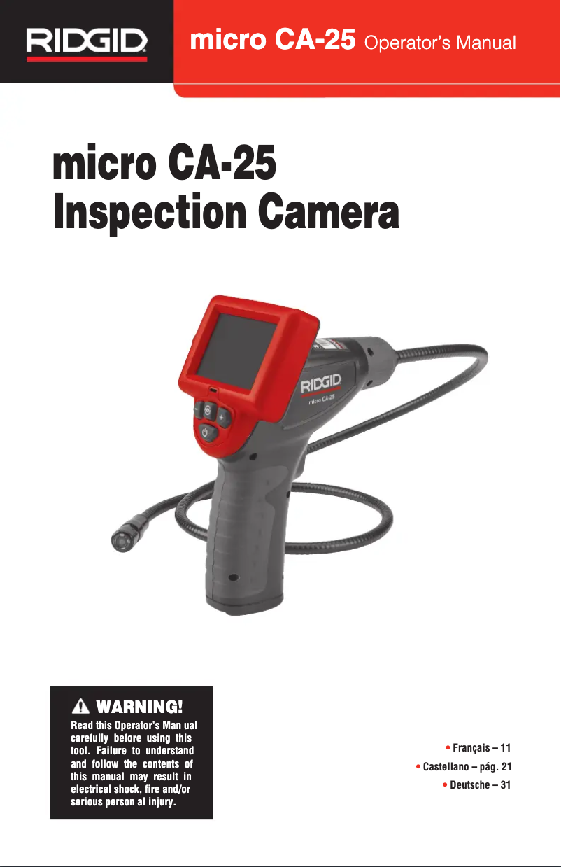 Page 1 of the manual User Manual Ridgid micro CA-25