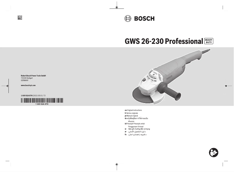 Page 1 de la notice Manuel utilisateur Bosch GWS 26-230 Professional