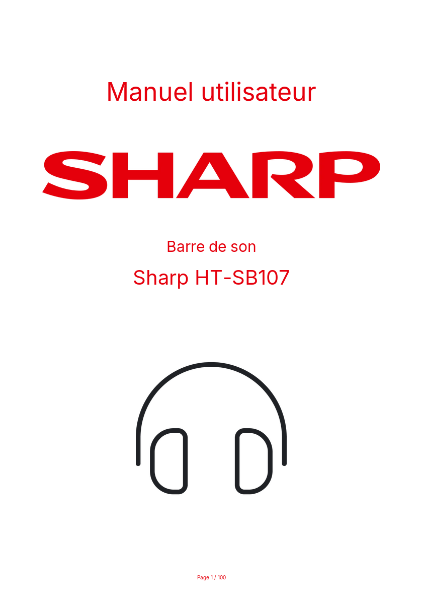 Page n°1 - Manuel utilisateur Sharp HT-SB107