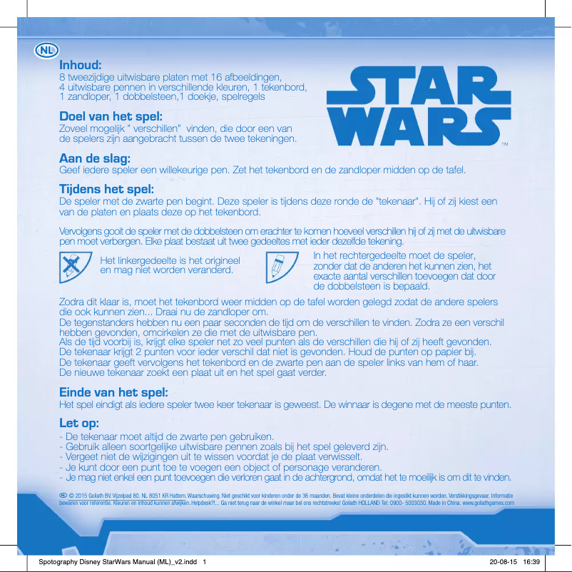 Page 1 de la notice Manuel utilisateur Goliath Spotography Star Wars