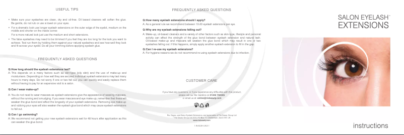 Page 1 of the manual User Manual Rio Salon eyelash extensions