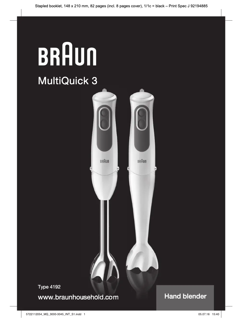 Page n°1 - Manuel utilisateur Braun MQ 3000 Smoothie