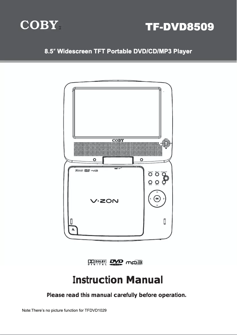 Página 1 del manual Manual de usuario Coby TF-DVD8509