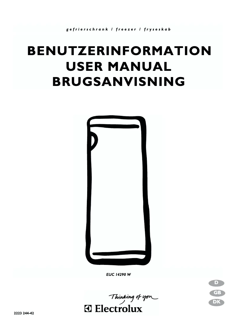 Page 1 de la notice Manuel utilisateur Electrolux EUC 14290 W