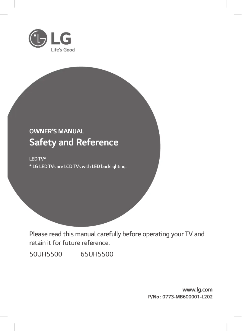 Page n°1 - Manuel utilisateur LG 65UH5500
