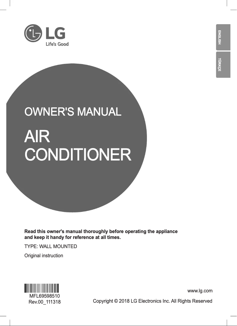 First page image of the manual for AMNW12GSJB0