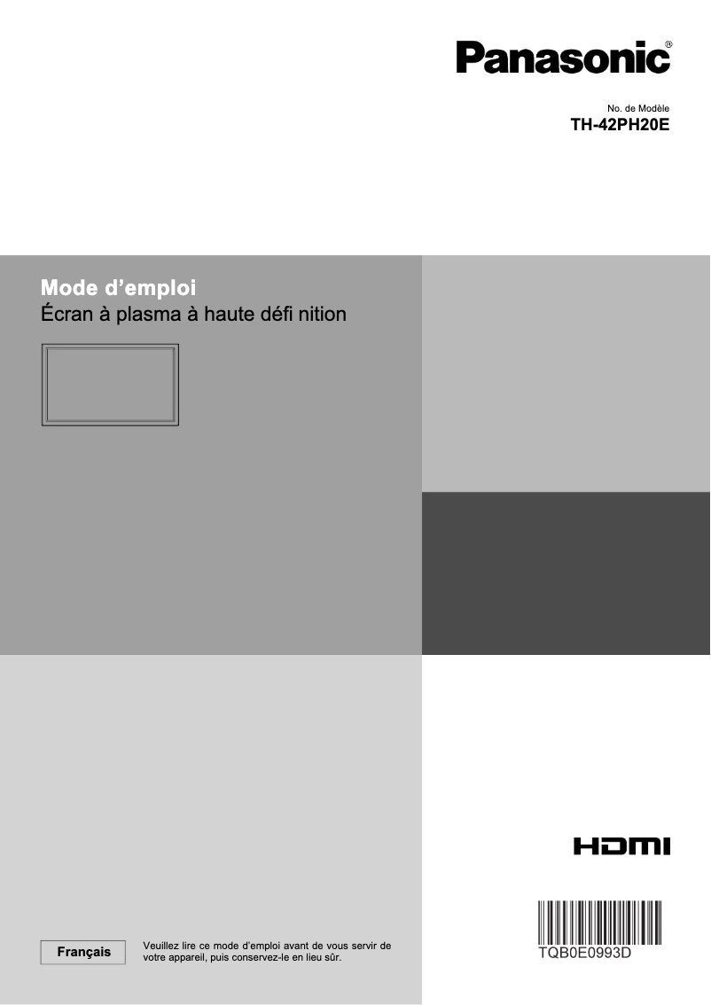 Página 1 del manual Manual de usuario Panasonic TH-42PH20E