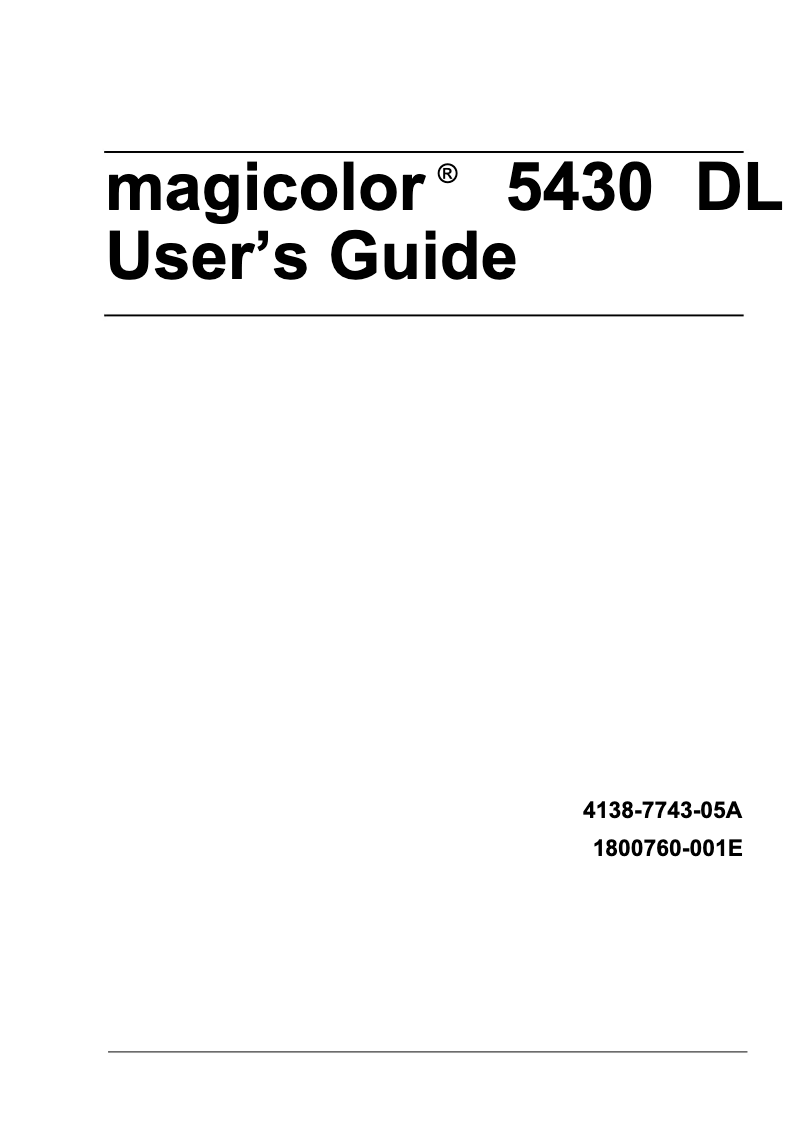 Page 1 de la notice Manuel utilisateur Konica Minolta magicolor 5430 DL