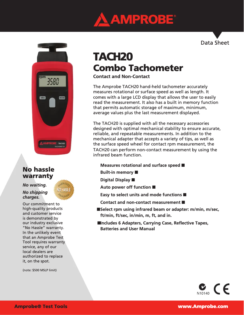 Image de la première page du manuel de l'appareil TACH-20