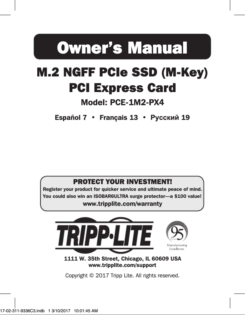 Page 1 de la notice Manuel utilisateur Tripp Lite PCE-1M2-PX4