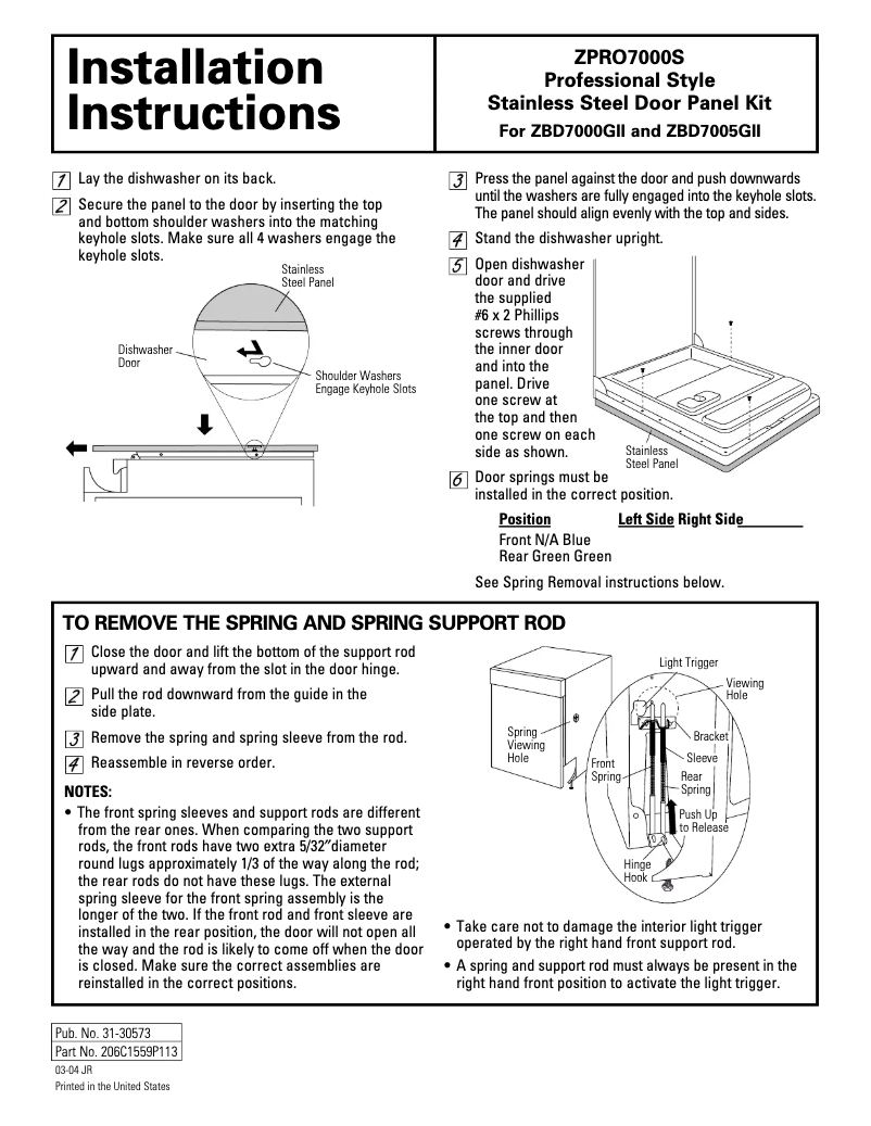 First page image of the manual for ZBD7005GII