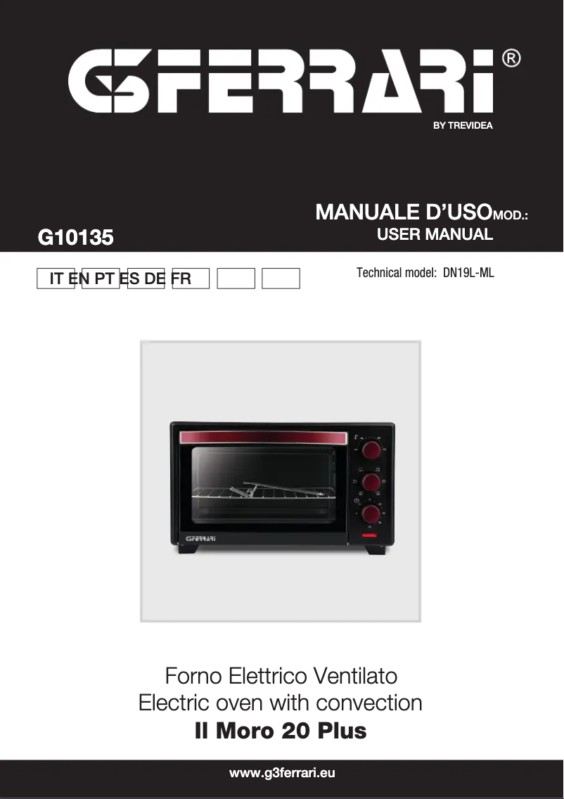 Page 1 de la notice Manuel utilisateur G3 Ferrari Il Moro 20 Plus G10135