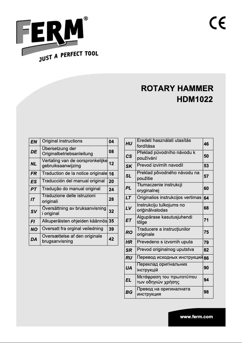 Page n°1 - Manuel utilisateur Ferm HDM1022