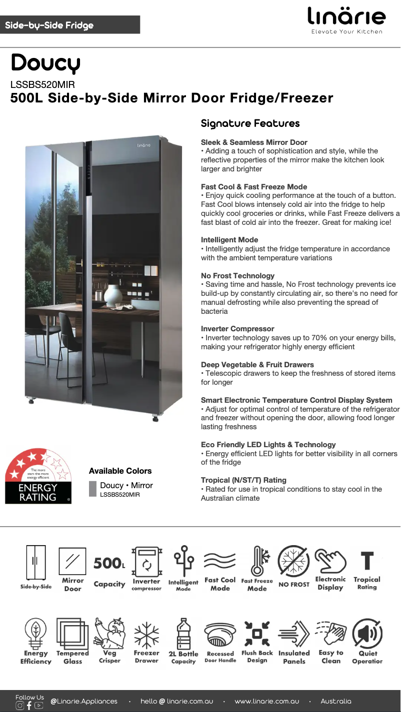 Page 1 de la notice Fiche technique Linarie Doucy LSSBS520MIR