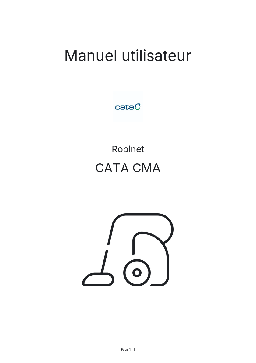 Page n°1 - Manuel utilisateur CATA CMA