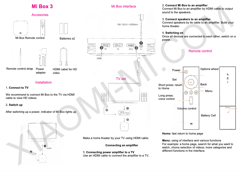 Image de la première page du manuel de l'appareil Mi Box 3