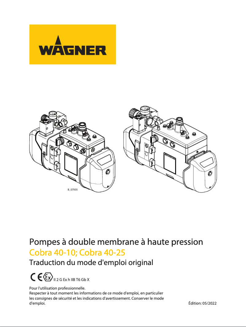 Page 1 de la notice Manuel utilisateur Wagner Cobra 40-10