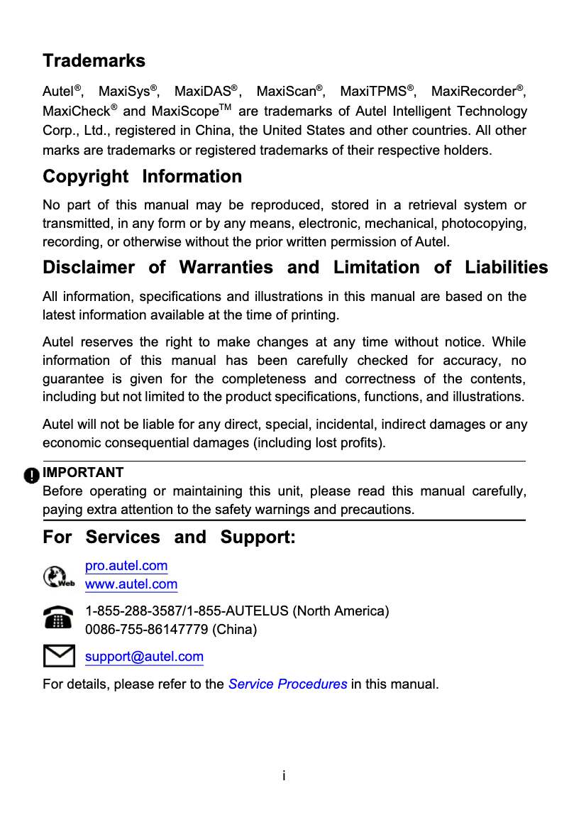 Page 1 de la notice Manuel utilisateur Autel MaxiScope MP408