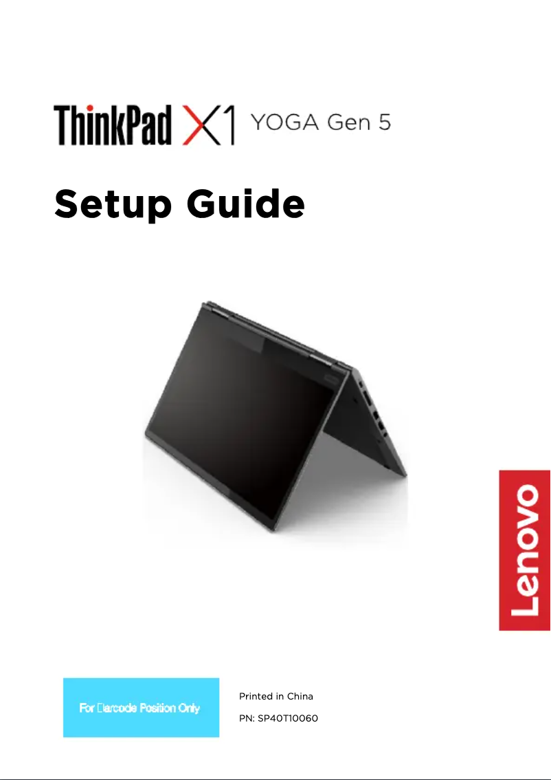 Page n°1 - Guide d'installation Lenovo ThinkPad X1 Yoga Gen 5