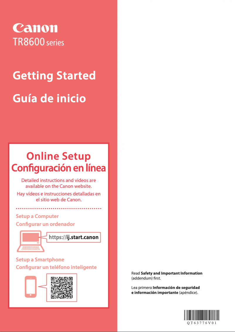 Image de la première page du manuel de l'appareil Pixma TR8622