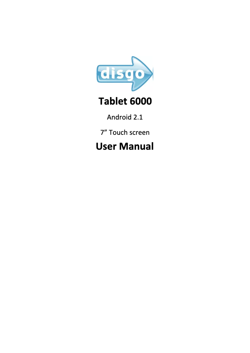 Page n°1 - Manuel utilisateur Disgo Tablet 6000