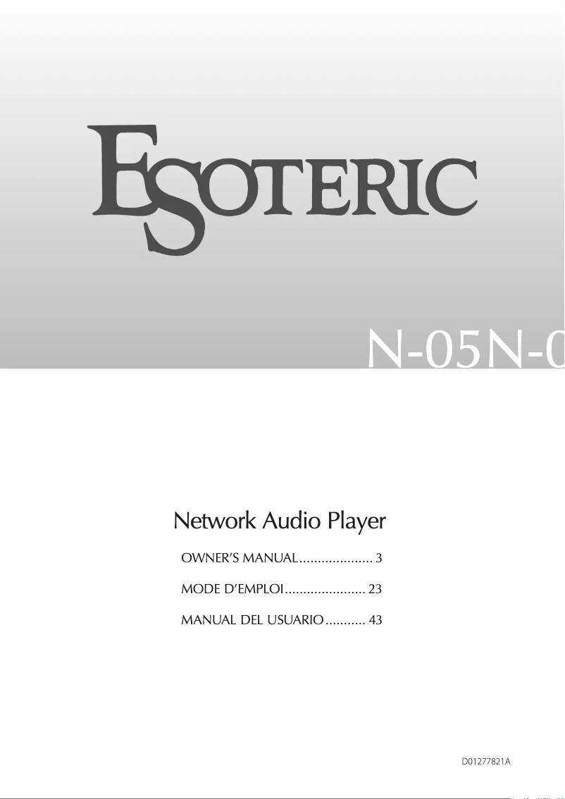 Page n°1 - Manuel utilisateur Esoteric N-05