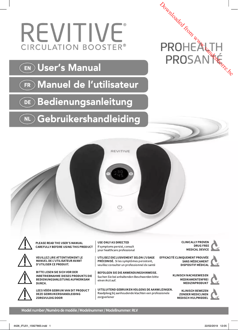 Image de la première page du manuel de l'appareil ProSanté
