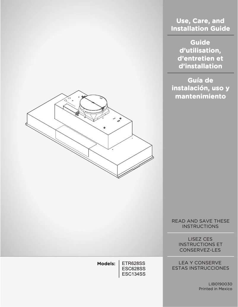 Page 1 de la notice Manuel utilisateur Elica SCANNO ESC146SS