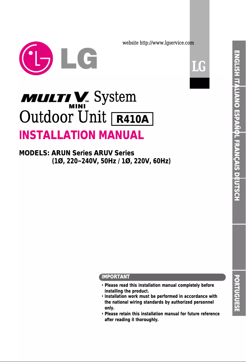 Image de la première page du manuel de l'appareil ARUN60GS2