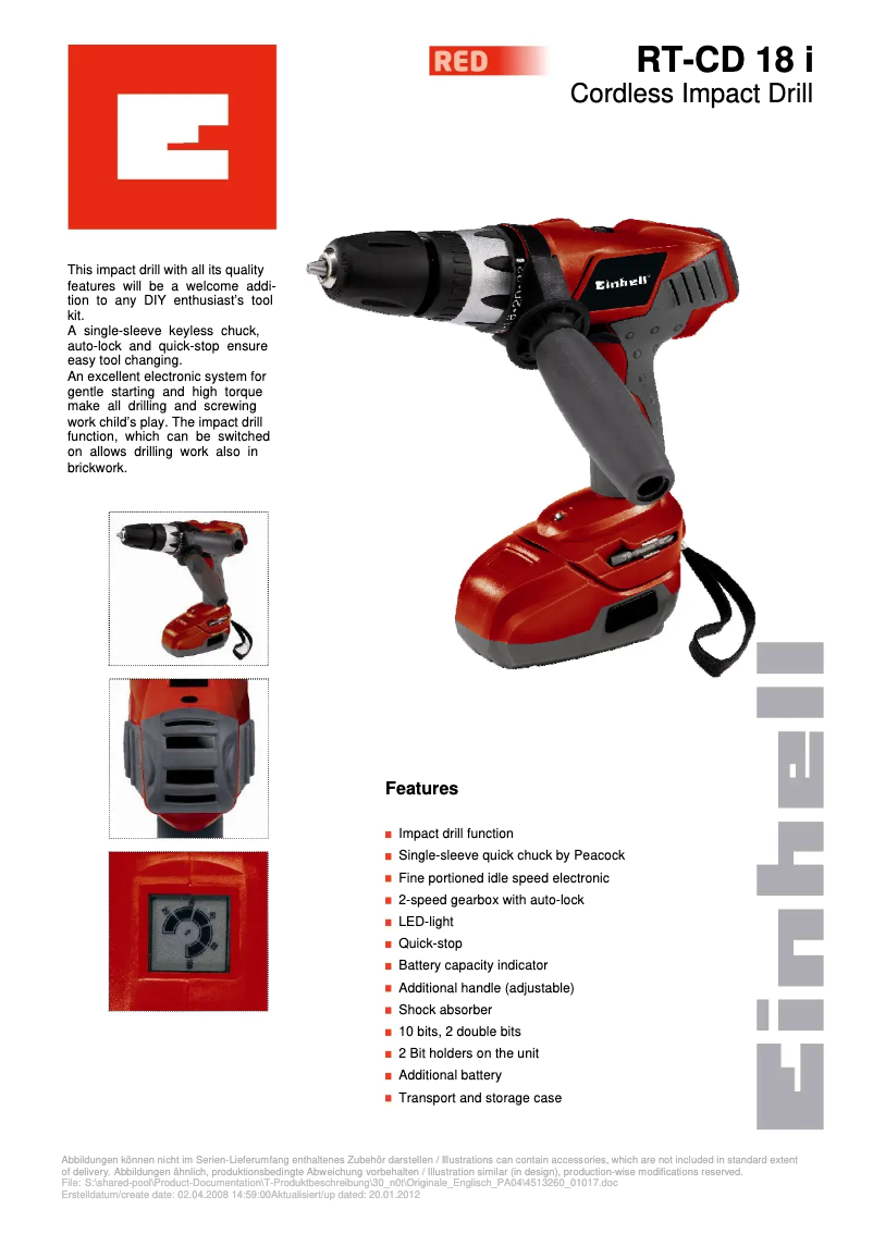 Image de la première page du manuel de l'appareil RT-CD 18 i