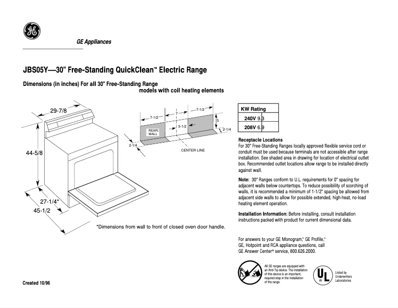 Image de la première page du manuel de l'appareil JBS05YAD