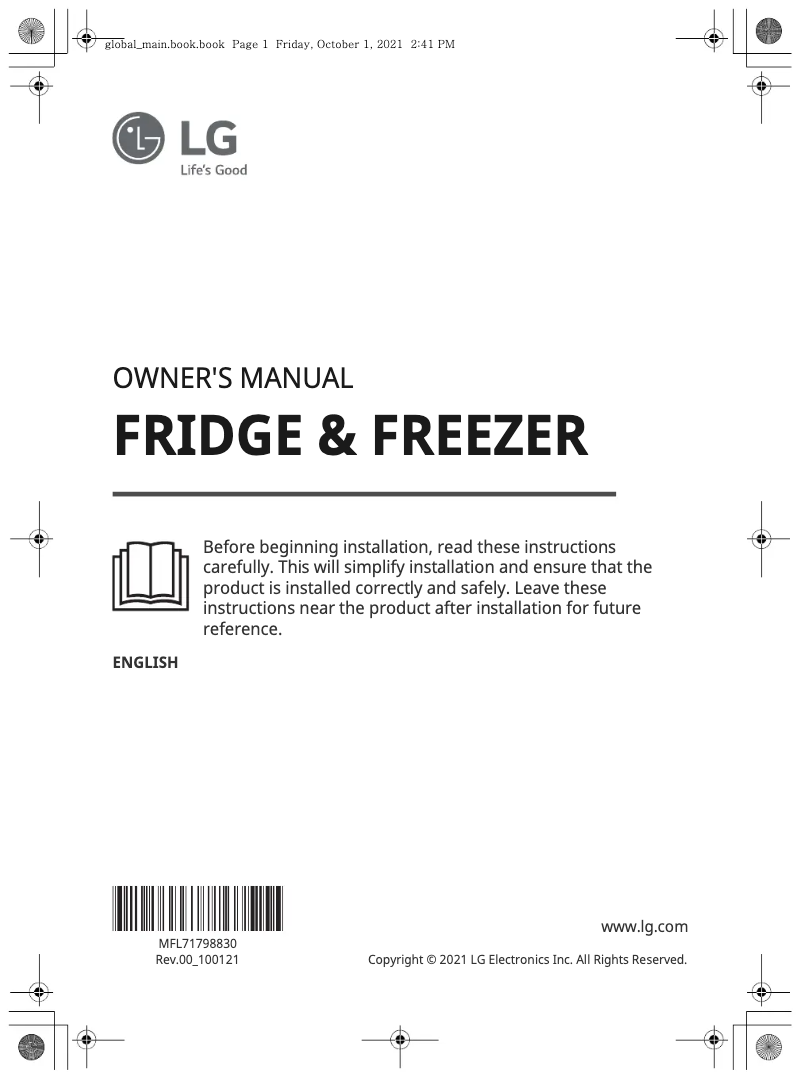 Page 1 de la notice Manuel utilisateur LG GS-B6432WB