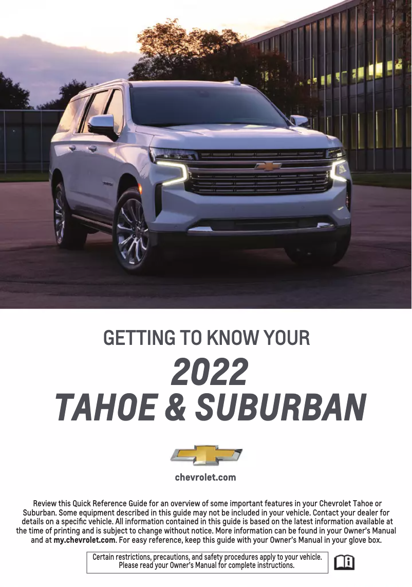 Page 1 de la notice Guide de démarrage rapide Chevrolet Tahoe (2022)