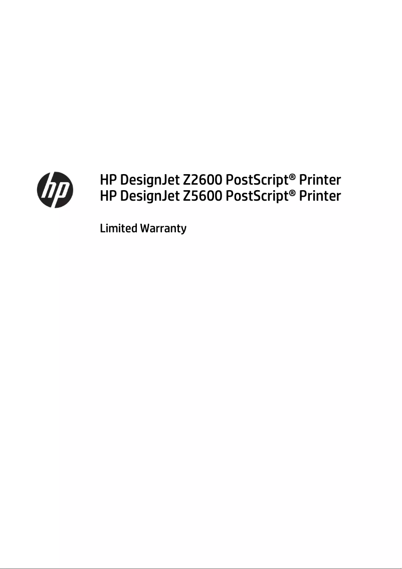Page n°1 - Informations de garantie HP DesignJet Z2600 PostScript