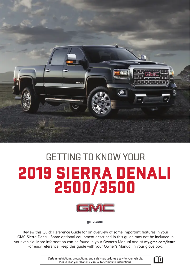 Page 1 de la notice Guide de démarrage rapide GMC Sierra HD (2019)