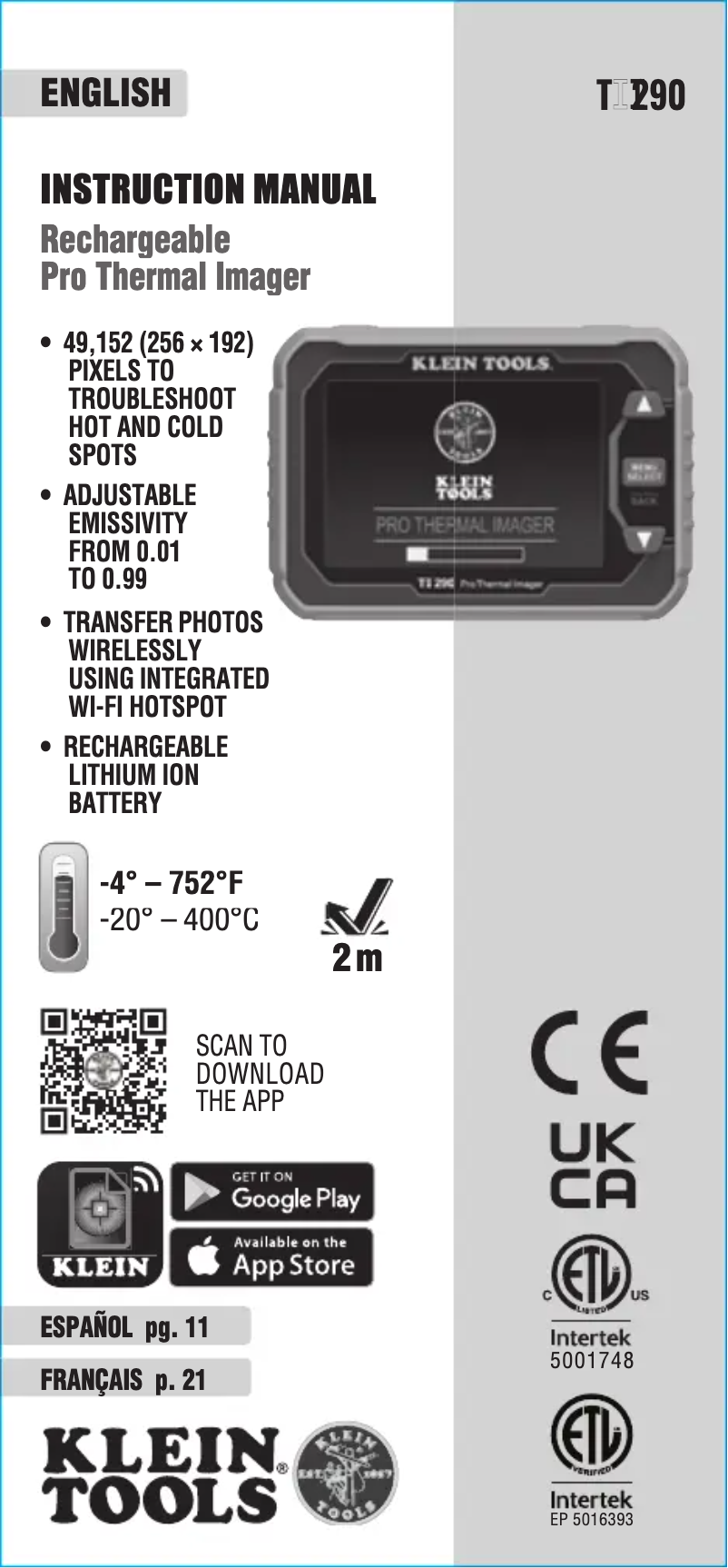 Image de la première page du manuel de l'appareil TI290