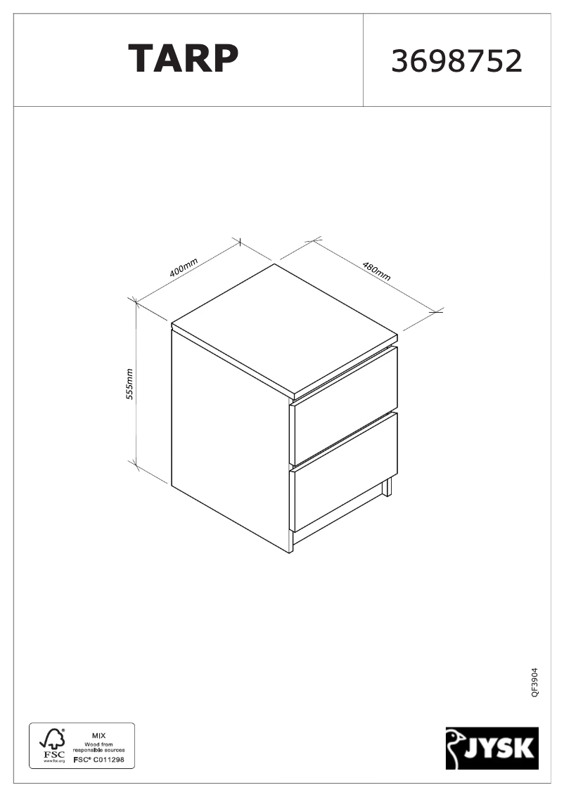 Page n°1 - Manuel utilisateur JYSK TARP