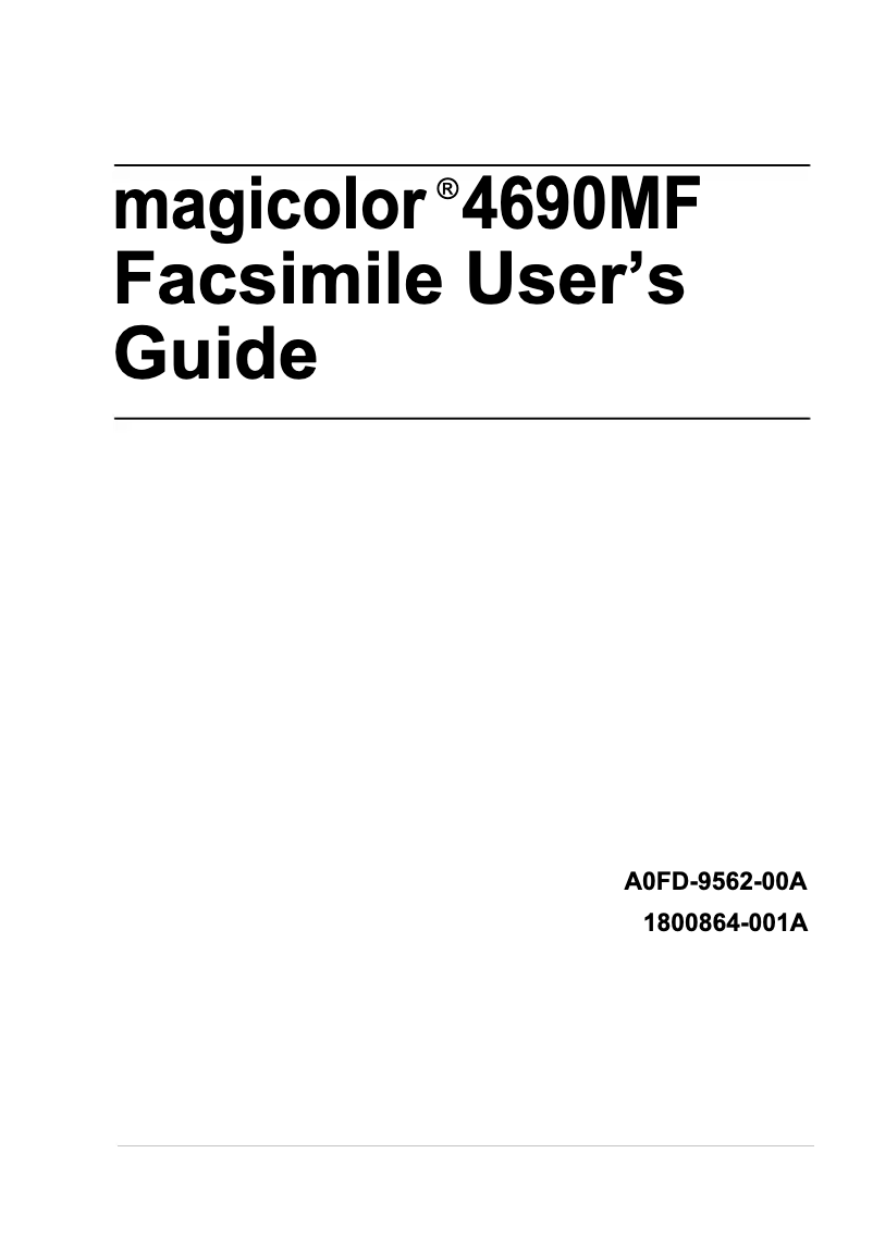 Image de la première page du manuel de l'appareil magicolor 4690MF