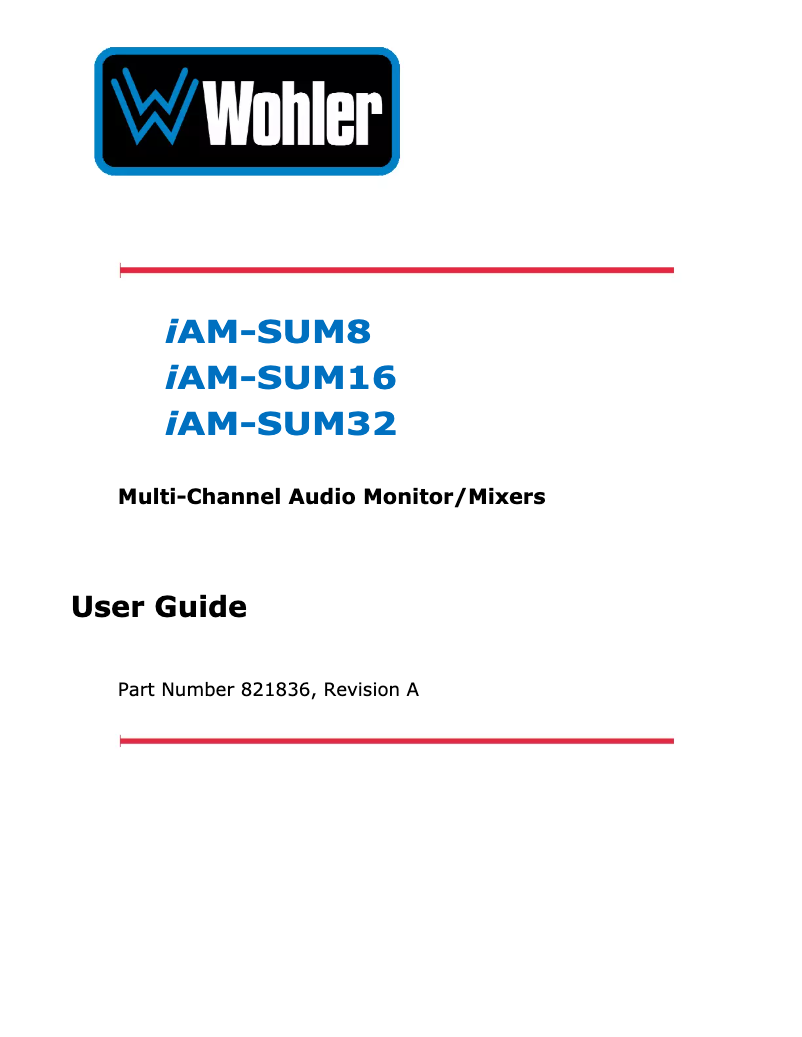 Página 1 del manual Manual de usuario Wohler iAM-SUM8