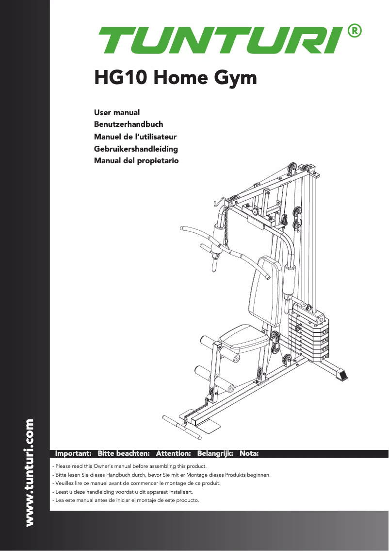 Page n°1 - Manuel utilisateur Tunturi Home Gym HG10