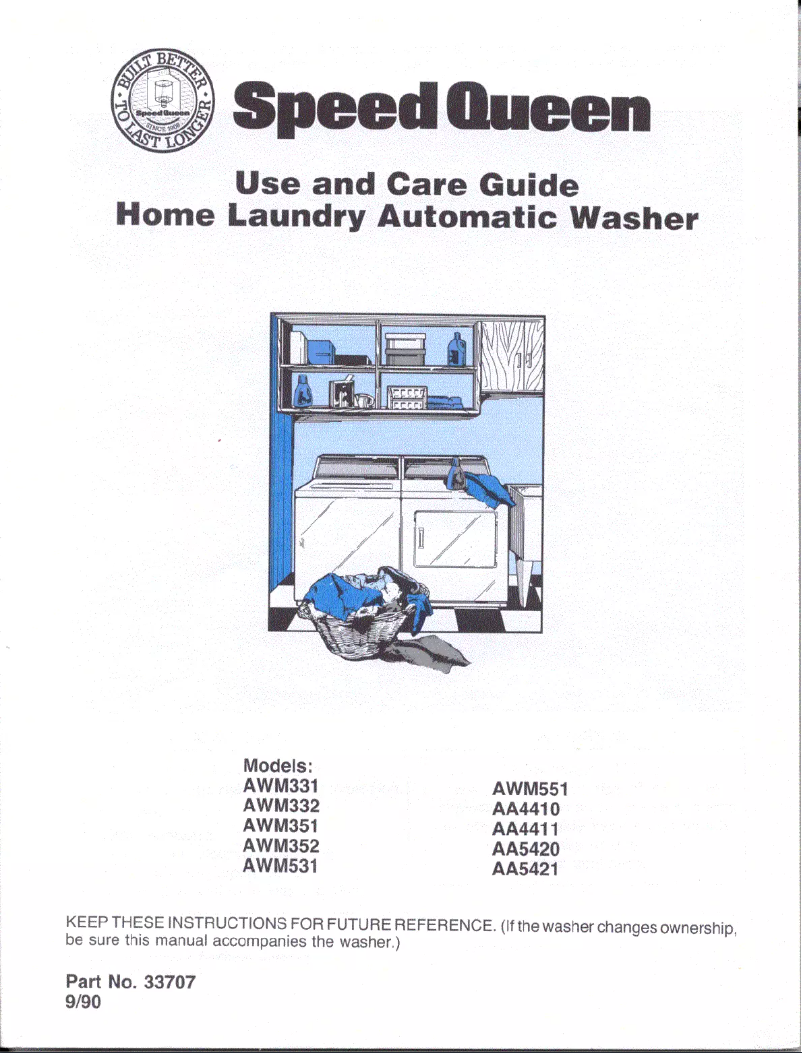 Page n°1 - Manuel utilisateur Speed Queen AWM531W