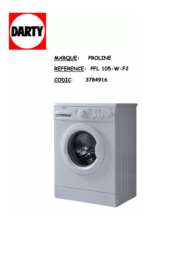 Image de la première page du manuel de l'appareil PFL105 W-F-2