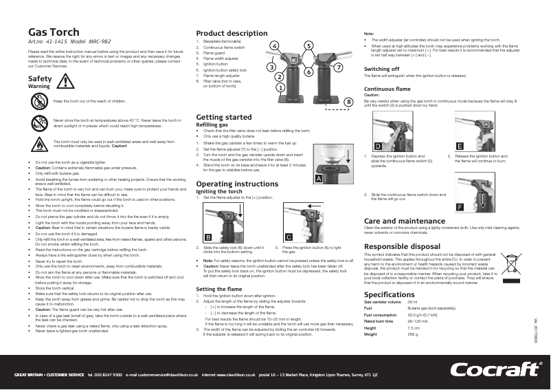 Page 1 de la notice Manuel utilisateur Cocraft HT-28
