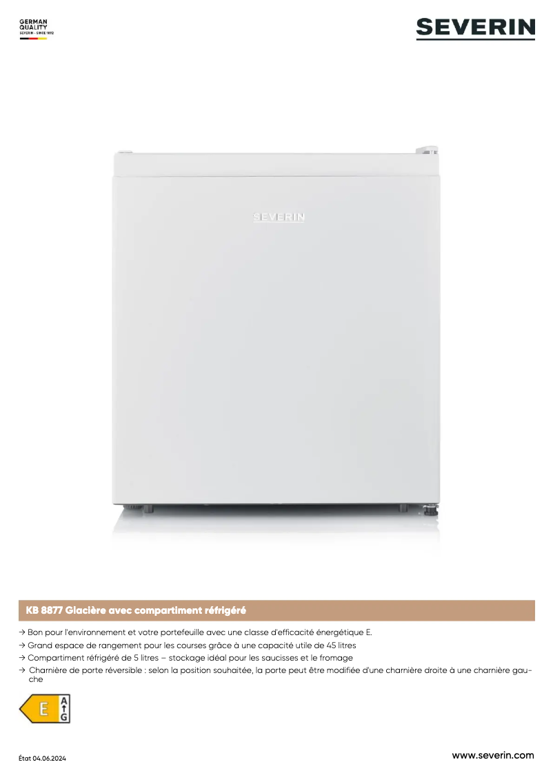 Página 1 del manual Ficha técnica Severin KB 8877