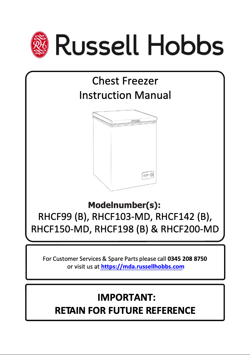Page 1 de la notice Manuel utilisateur Russell Hobbs RHCF150-MD