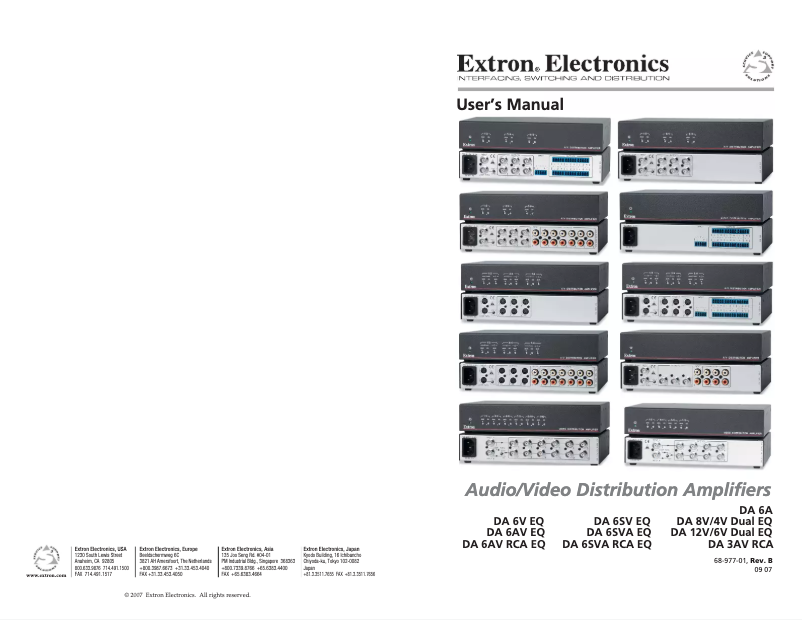 Page n°1 - Manuel utilisateur Extron DA 12V/6V DUAL EQ