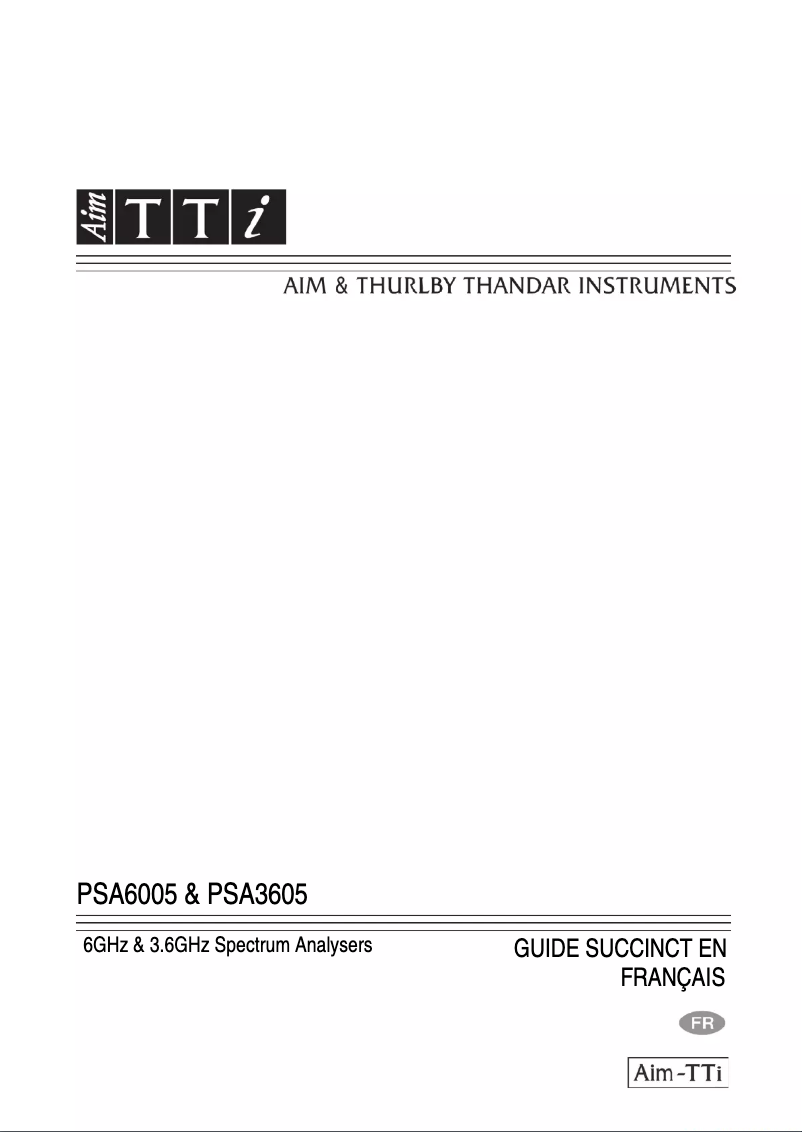Page n°1 - Manuel utilisateur Aim TTi PSA3605