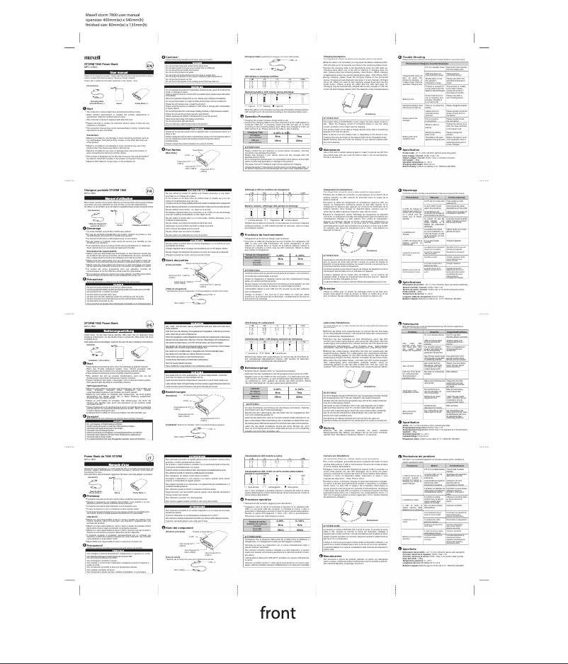 Image de la première page du manuel de l'appareil Storm 7800