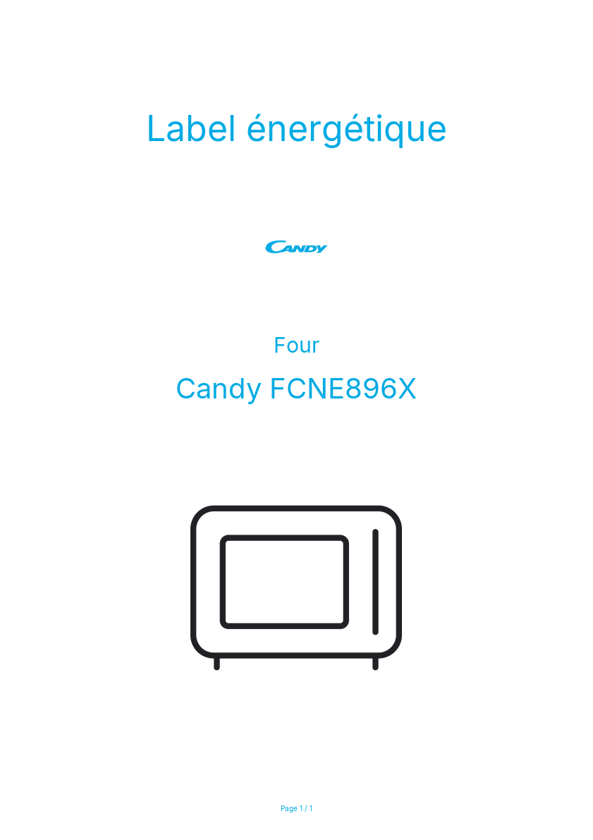 Page n°1 - Label énergétique Candy FCNE896X