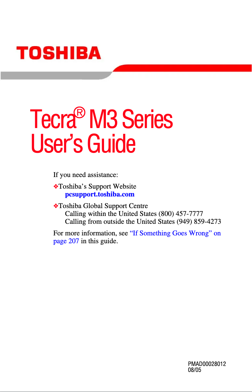 Page n°1 - Manuel utilisateur Toshiba Tecra M3